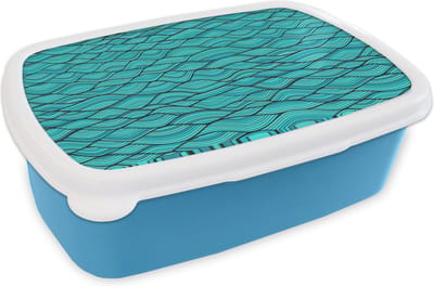 Broodtrommel Blauw - Lunchbox - Brooddoos - Zee - Japan - Blauw - Patronen - 18x12x6 cm - Kinderen - Jongen