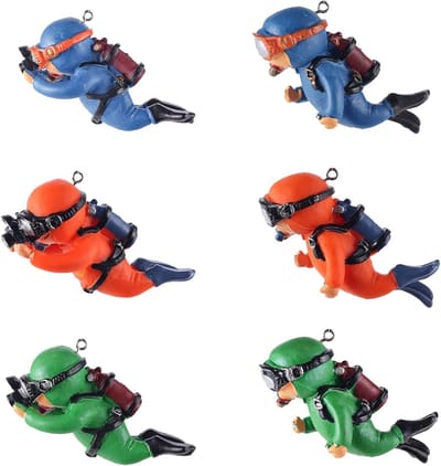 Zes Stuks Drijvende Duikdecoratie voor Onderwateraquarium, Ornamenten voor Visbak, Duikfiguren van Hars voor Decoratie