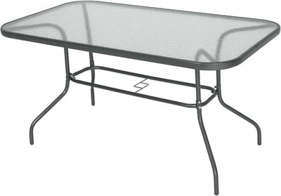 Moderne bistrotafel voor tuin en balkon met parasolgat - 140 x 80 cm