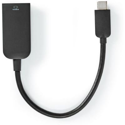 Nedis USB-C Adapter - USB 3.2 Gen 1 - USB-C Male - HDMI Output - 4K@60Hz - 0.20 m - Rond - Vernikkeld - PVC - Zwart - Doos