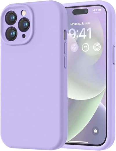 Speciaal ontworpen voor de iPhone 14 Pro. Hoogwaardig siliconen hoesje met [zachte, krasbestendige microvezelvoering]. Schokbestendig beschermhoesje voor mannen, vrouwen en meisjes (6,1 inch). Lichtpaars.