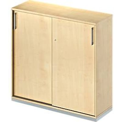 Schäfer Shop Genius schuifdeurkast TETRIS WOOD, 3 OH, B 1200 mm, incl. stalen sokkel, ahorn decor