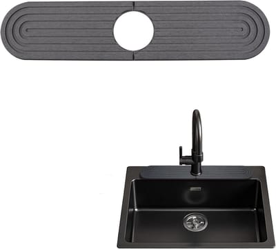 Droogmat voor Kraan met Steentextuur - 40x10cm, Bescherming voor Keuken en Badkamer, Antislip en Waterabsorberend Design