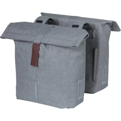 Basil City - Dubbele Fietstas - 32 liter - Waterafstotend - Reflectiedetails - Grijs Melee