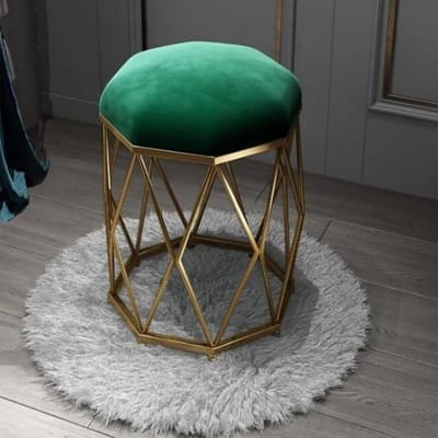 Fluwelen Voetenbank - Ottomaanse Poef - Veelzijdig Zitmeubel - Zacht Gevoerd - 32x32x40 cm - Elegant Groen