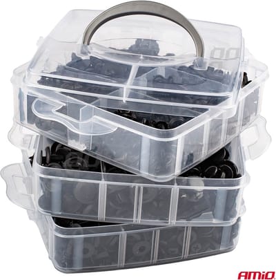 Amio | Volledige set van 620 stuks carrosserieclips | 16 verschillende maten clips