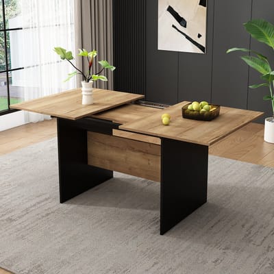 Eettafel - 140-180x80 cm - Verlengbaar voor 4-6 Personen - Minimalistisch - Hout - Natuur
