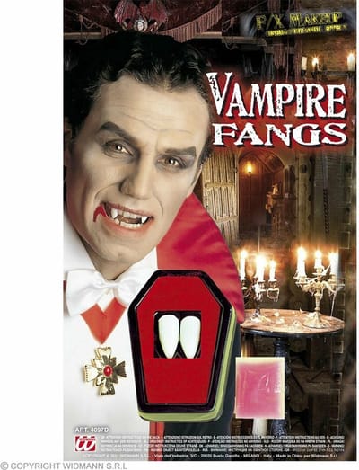 Widmann Vampier hoektanden - 2x st - neptanden - kunststof - gebit - Dracula horror tanden - Halloween