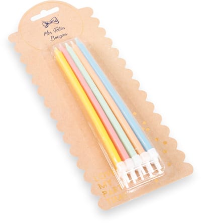 ARTYFETES - 10 grote pastel verjaardagskaarsen 15 cm met houders