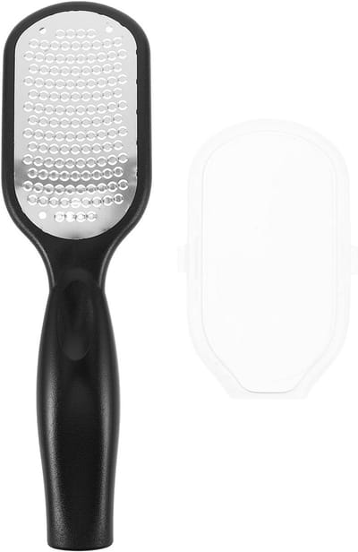 Ergonomische Voetvijl - Voetschraper Eeltverwijderaar - Voetverzorging Thuis - Roestvrij Staal Dubbelzijdig - 20.5 cm - Zwart
