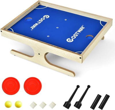 COSTWAY 45 x 33,5 cm spel hout voor 2 spelers, met 2 magnetische handgrepen, speeltafel mini incl. 2 ballen