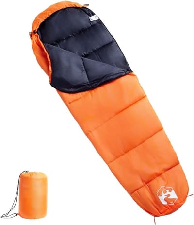 Mummieslaapzak Volwassenen - Kampeerzak Outdoor - Buiten Overnachten - Waterbestendige Vulling - 193 x 64 cm - Oranje Zwart