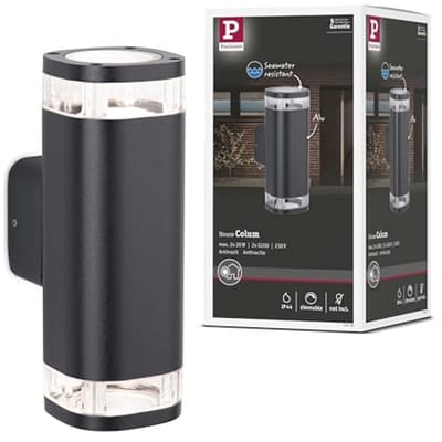 Buitenverlichting Wandlamp IP44 Zeewaterbestendig Antraciet Aluminium 80x112mm Max. 20W
