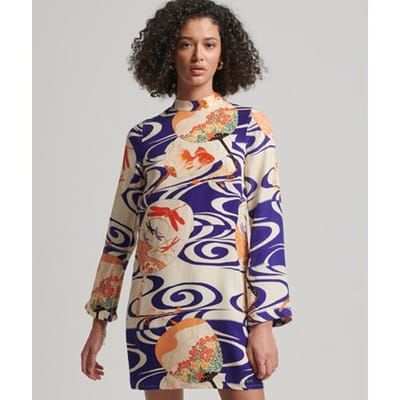 Superdry Mini-jurk met Print en Lange Mouwen Multi Grootte: 36