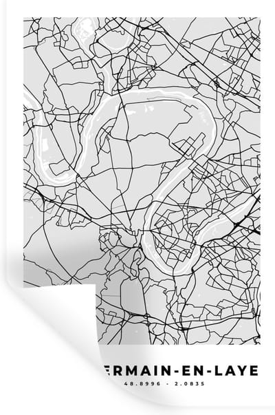 Muurstickers - Sticker Folie - Stadskaart – Frankrijk – Kaart – Saint-Germain-en-Laye – Plattegrond - 20x30 cm - Plakfolie - Muurstickers Kinderkamer - Zelfklevend Behang - Zelfklevend behangpapier - Stickerfolie