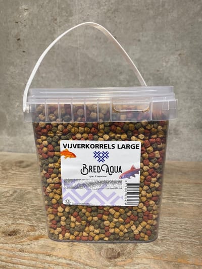 Vijverkorrels Large 1200 ml / 120 cl / 1.2 l 6 mm. - Visvoer - Vijver - Vissen - Vijvervoer - Aquarium - Korrels - Grote Korrels - Koi - Vijververbeteraar
