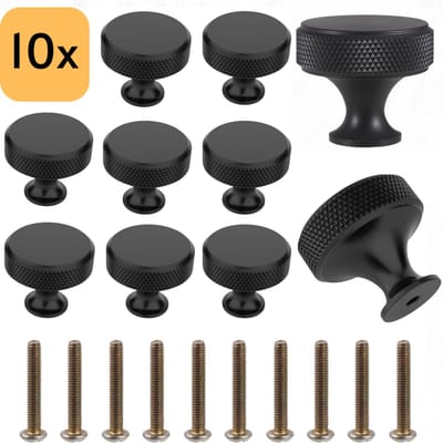 Kastknoppen Set - 10x Ronde Handgreep mat Zwart metaal - 30MM - Meubelknoppen voor kasten & lades