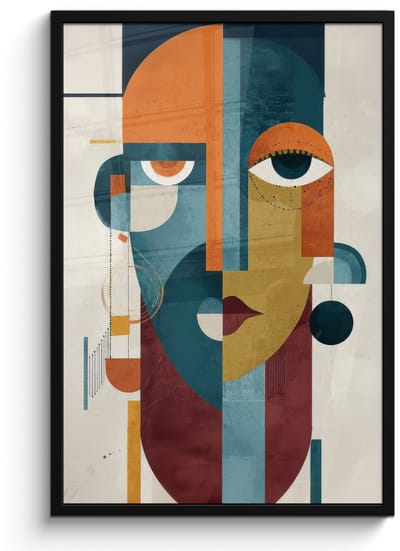 Poster in lijst - Fotolijst 60x90 cm - Posters - Geometrisch - Strakke vormen - Kleurrijk - Posterlijst zwart - Decoratie - Wanddecoratie woonkamer - Muurdecoratie slaapkamer