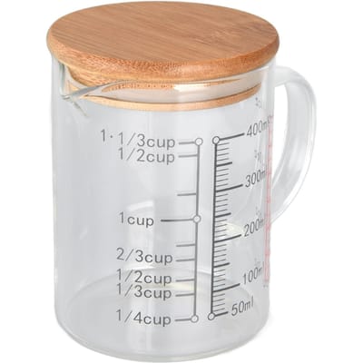 Glazen Maatbeker V-vormige Tuit Duidelijke Schaal Comfortabele Grip Borosilicaatglas Koffiekopjes 400ml white