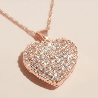 Collier Huitan en forme de cœur, couleur or rose, pour femme, entièrement pavé de zircones cubiques, bijou tendance pour mariage, cadeau d'anniversaire, en vrac 42cm 5cm beige