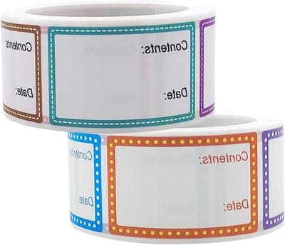 Multicolored Voedsel Labels Stickers - 1000 Stuks, 1 x 1.6 Inch, Vrijzer Labels voor Catering, Keuken en Jars, Makkelijk Te Verwijderen