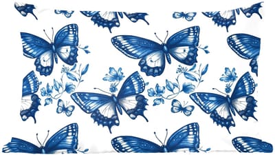 Sierkussens - Kussentjes Woonkamer - 60x40 cm - Blauw - Vlinders - Bloemen - Wit