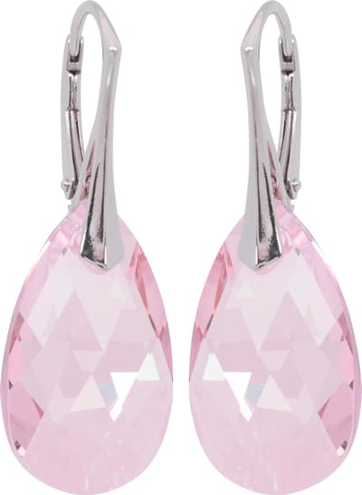 DBD - Zilveren Oorbellen - Swarovski Kristal Elements - Druppel - Licht Rose - 20MM - Anti Allergisch