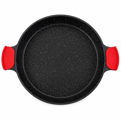 Royal Swiss® - Paella pan 32 cm - Anti-aanbak - Marmeren Coating - Gegoten Aluminium - Inductie Geschikt