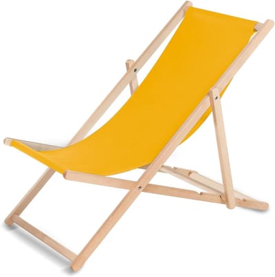 Houten Ligstoel - Zonnebed Stoel - Ontspannen Buiten - Drietraps Verstelbaar - 105x57 cm - Geel