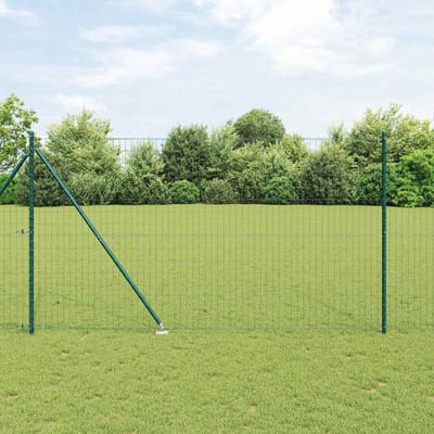 vidaXL - Euro-hek - met - grondpennen - 10 - x - 1,5 - m - PVC-Coated - Staal - Groen - Mesh