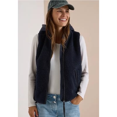 Teddy gilet met afneembare capuchon