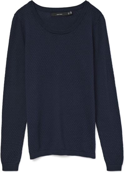 VERO MODA - VMCARE STRUCTURE LS O-NECK BLOU NOOS - Dames - Gebreide truien