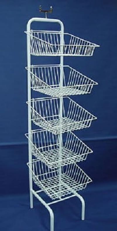 Fruit & Groente Display - Winkelmand Unit - Promotionele Artikelen - Eenvoudig te Monteren - 117 cm Hoog - Wit