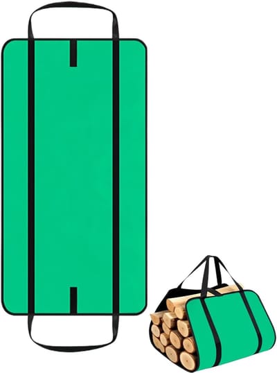 Brandhout Zakken - Houtopslag Houder - Haard Hout Transport - Met Handvat - 100x50cm - Groen