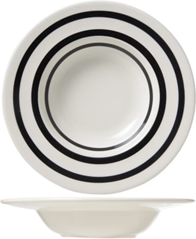 Cosy & Trendy Black Bands Diep bord Ø24cm - Set van 2 stuks - Wit/Zwart