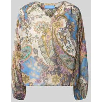 Regular fit blouse van puur katoen met v-hals