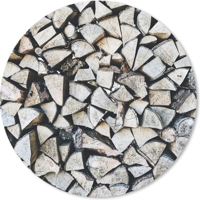 Muismat rond 20x20 cm - Mousepad Hout - Haard - Winter - Ronde muismatten - Kerst - Cadeau - Kerstcadeau voor mannen en voor vrouwen