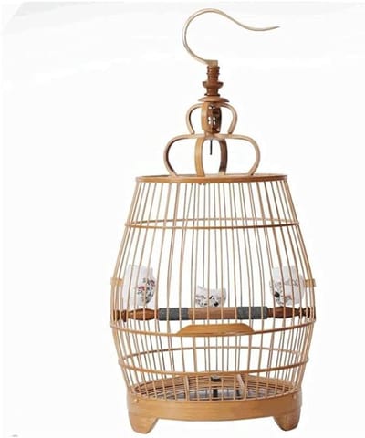 Bamboe Vogelkooi - Vogelhuisje Kooi - Vogels Huisvesten - Handgemaakt Vakmanschap - Grote Ruimte - Bruin