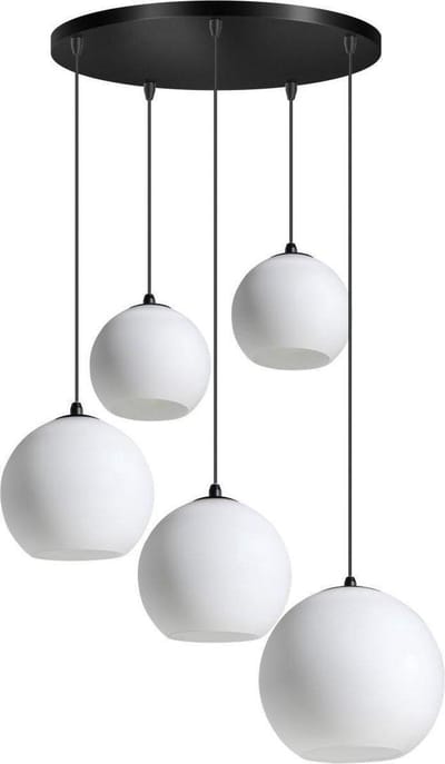 ETH Hanglamp Orb 5x E27 (2x20-2x25-1x30cm) opaal glas