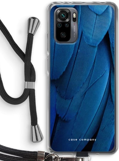 Case Company® - Hoesje met koord geschikt voor Xiaomi Redmi Note 10 Pro hoesje met Koord - Pauw - Telefoonhoesje met Zwart Koord - Bescherming aan alle Kanten en Over de Schermrand