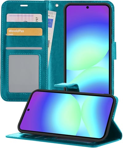 Hoesje - Geschikt voor Samsung Galaxy A56 - Luxe Bookcase - Walletcase Hoes - Portemonnee - Cover - Telefoonhoes - Turquoise