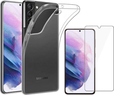 Hoesje geschikt voor Samsung S21 en Screenprotector - Transparant Siliconen Case Cover Hoes + Screenprotector Glas Screen Protector