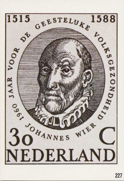 Briefkaart met afbeelding Johannes Wier 1515-1588 postzegel
