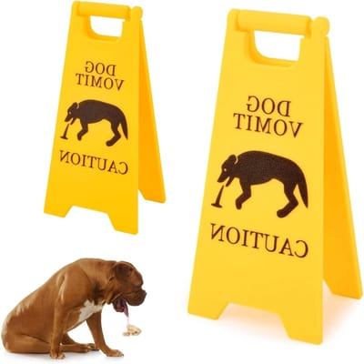 Vermijd Katten- en Hondendrollen met deze 2 Stuks Waarschuwingsborden voor Overgeven, 10 cm Grappige Gag Bordjes voor Huisdieren, Ideaal voor Katten en Honden