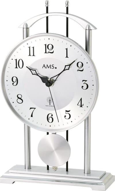 AMS Tafelklok 5192 zilver - zendergestuurd met slinger
