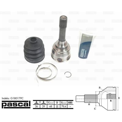 Homokineet reparatie set, aandrijfas PASCAL G18017PC