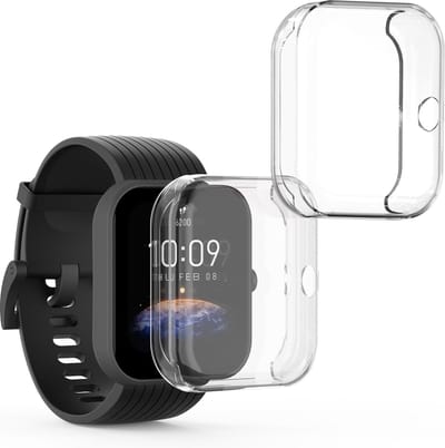 kwmobile 2x smartwatch hoes geschikt voor Huami Amazfit Bip 3 / Bip 3 Pro hoesje - Siliconen sporthorloge cover - Activity tracker case in transparant