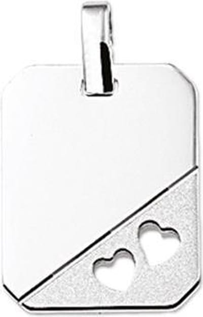 Zilver Gerhodineerd Graveerhanger gestanste hartjes - 1323333