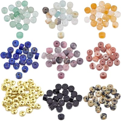 260 Stuks Heishi Kralen Set met 160 Natuurlijke Edelsteen Kralen en 100 Gouden Spacer Kralen voor Armbanden en Kettingen