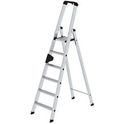 Munk vouwladder - aluminium - enkelzijdige toegang - geribbelde treden - tot 150 kg - nivello  ladderschoenen - 6 treden